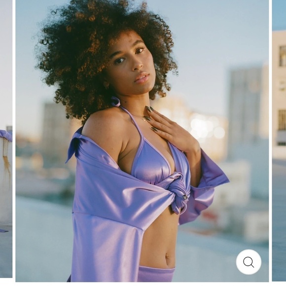 𝅺laina Rauma SET Small LIGHT PURPLE LAVENDER satin Club Bed Top Drawstring pants - Picture 2 of 16